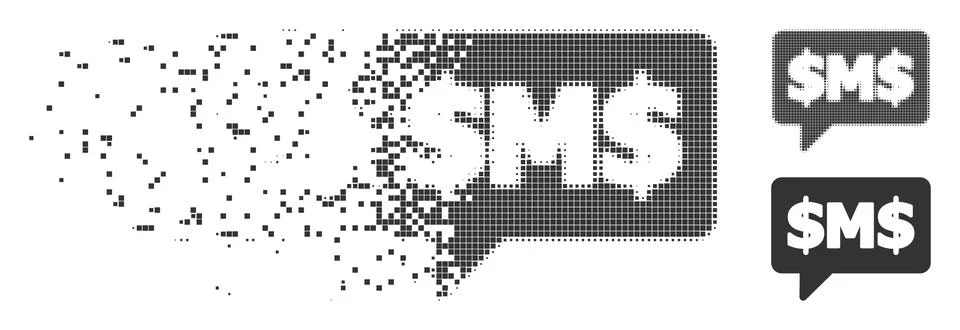 SMS Bubble Damaged Pixel Icon Stock Illustration