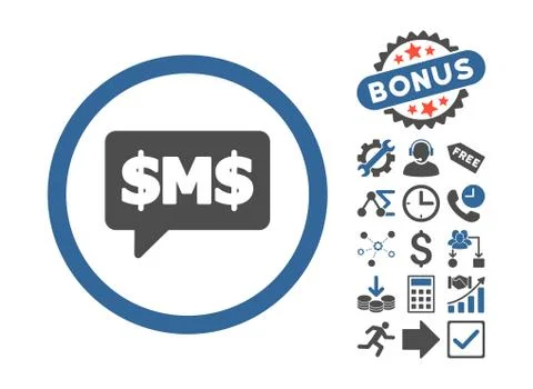 SMS Bubble Flat Vector Icon With Bonus Stock Illustration