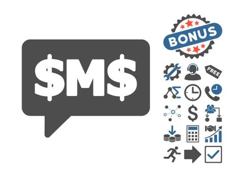 SMS Bubble Flat Vector Icon With Bonus Stock Illustration