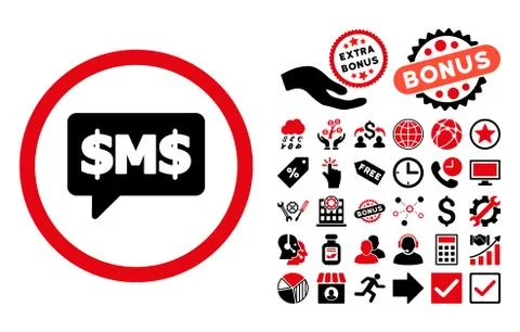 SMS Bubble Flat Vector Icon with Bonus Stock Illustration