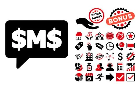 SMS Bubble Flat Vector Icon with Bonus Stock Illustration