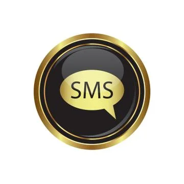 Sms button gold Stock Illustration