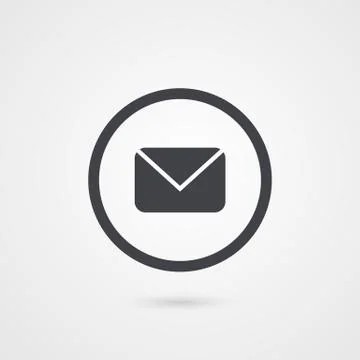 Sms grey symbol. Isolated envelope in circle logo. Vector mail icon Иллюстрация
