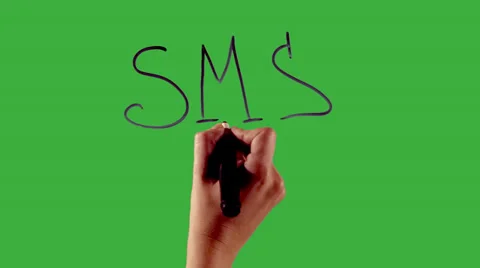 Sms - Hand writing on green screen Stock Footage 33784060