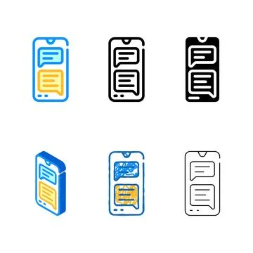 Sms message conversation color modern icon vector Illustrazione stock
