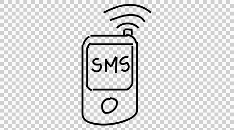 SMS message mobile phone line drawing illustration animation with transparent Stock Footage 43640435
