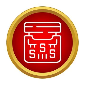 Sms message notification concept in red circle icon Stock Illustration
