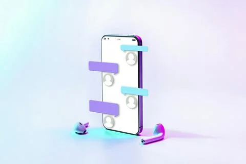 Sms messages chat notification. Bubbles text conversation on smartphone scree Stock Photos