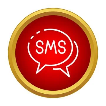 Sms messaging communication bubble icon in red circle Stock Illustration