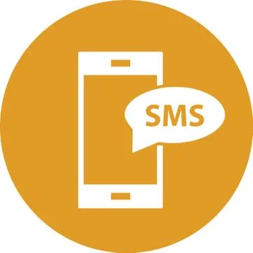 SMS notification on mobile, mobile phone icon, sign and symbol Ilustración de archivo