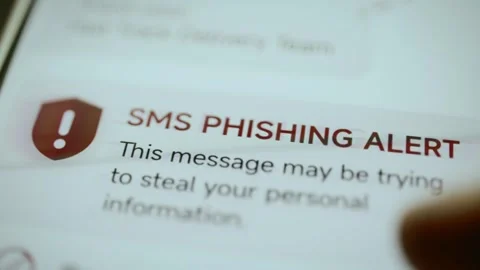 SMS phishing warning on bright phone screen Stock Footage 345487328
