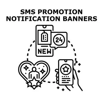 Sms promotion notification banners mobile marketing concept Stock Illustration