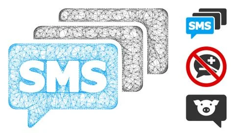 SMS Queue Polygonal Web Vector Mesh Illustration Stock Illustration
