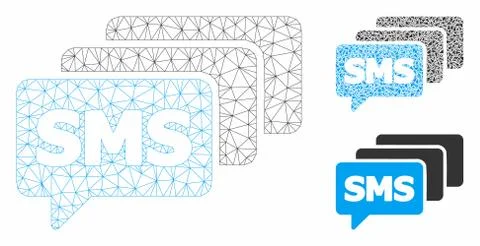 SMS Queue Vector Mesh 2D Model and Triangle Mosaic Icon Stock Illustration
