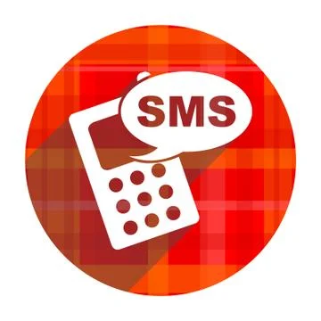 Sms red flat icon isolated. 库存插图