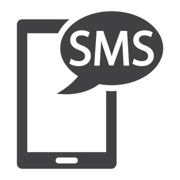 SMS solid icon, Contact us and website Stock Illustration