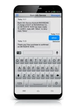 SMS text message app on smartphone screen Illustrazione stock