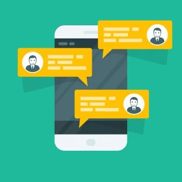 Sms texting - smartphone with chat messages Stock Illustration