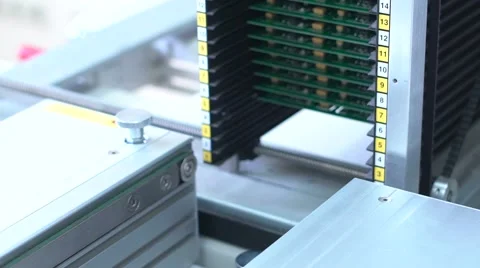 SMT Printed circuit board. Printed circuit board leaves on the line Stock-Footage 65496954