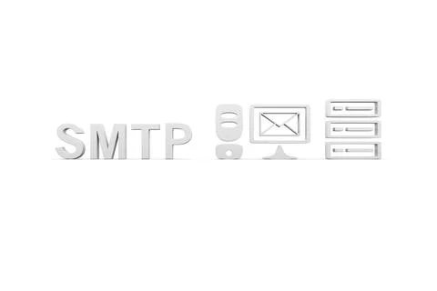 SMTP concept white background 3d render illustration Stock Illustration