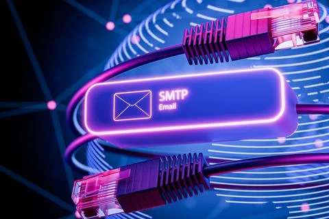 SMTP protocol concept. Email transfer protocol. 3d render Stock Illustration