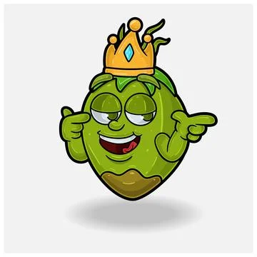 Smug expression with Coconut Fruit Crown Mascot Character Cartoon. Stock Illustration