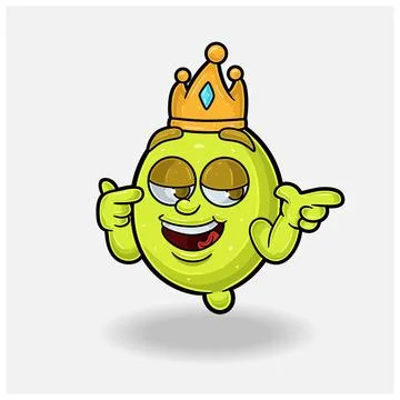 Smug expression with Lemon Fruit Crown Mascot Character Cartoon. Stock Illustration