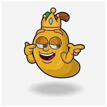 Smug expression with Mango Fruit Crown Mascot Character Cartoon. Stock Illustration