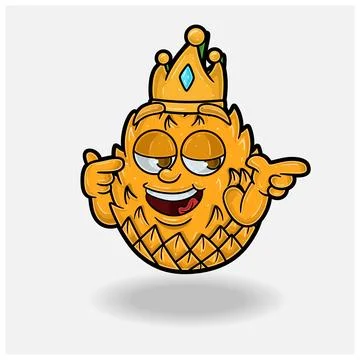 Smug expression with Pineapple Fruit Crown Mascot Character Cartoon. Stock Illustration