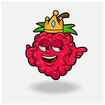 Smug expression with Raspberry Fruit Crown Mascot Character Cartoon. Illustrazione stock