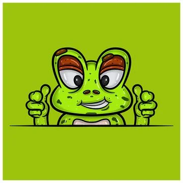 Smug Face Expression With Frog Cartoon. Stock Illustration