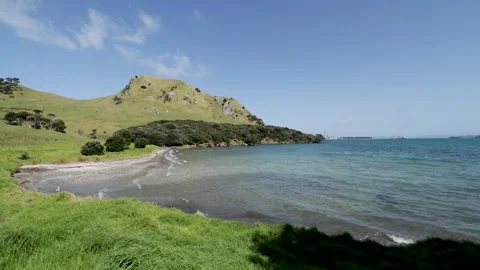 Smugglers Bay, located in the Bream Head Scenic Reserve near Whangarei Head.. Stock Footage 282693147