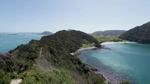 Smugglers Bay, located in the Bream Head Scenic Reserve near Whangarei Head.. Stock Footage 282693196