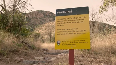 Smuggling and illegal entry warning sign Stock Footage 72651506