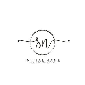 SN Initial handwriting logo with circle template vector Stock Illustration