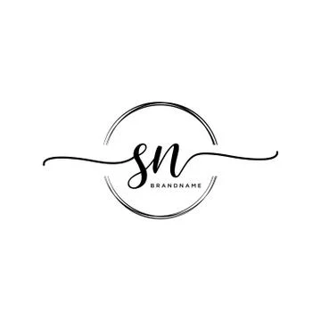 SN Initial handwriting logo with circle template vector Stock Illustration
