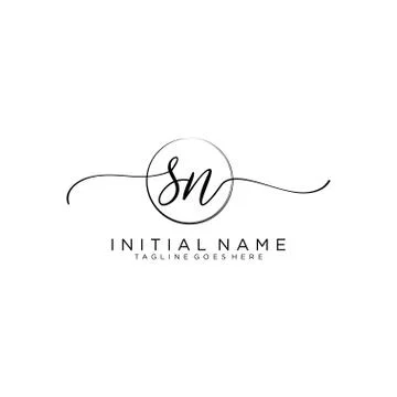 SN Initial handwriting logo with circle template vector Stock Illustration