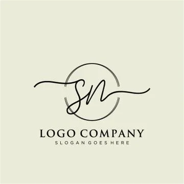 SN Initial handwriting logo design Stock Illustration