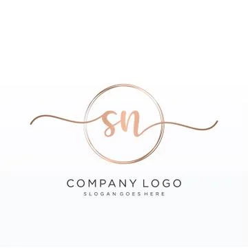 SN Initial handwriting logo design Stock Illustration