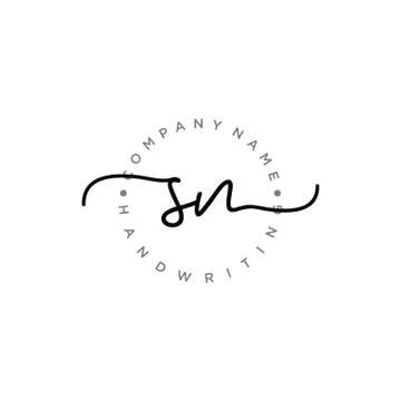 SN Initial handwriting logo design Stock Illustration