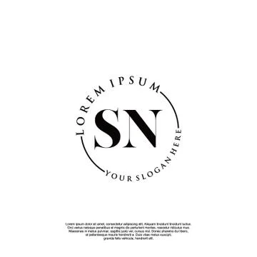 SN Initial handwriting logo design Stock Illustration