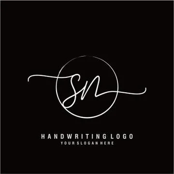 SN Initial handwriting logo design Stock Illustration