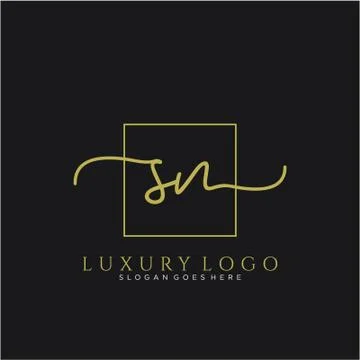 SN Initial handwriting logo design Stock Illustration