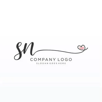 SN Initial handwriting logo design Stock Illustration