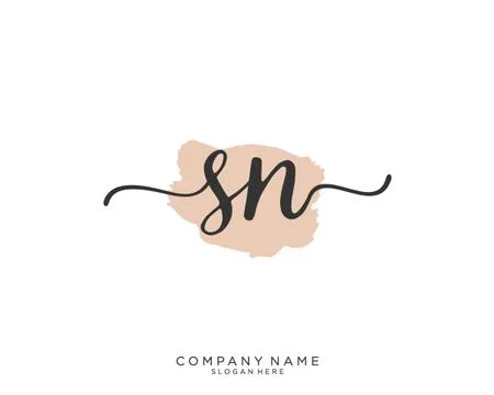 SN Initial handwriting logo design Stock Illustration