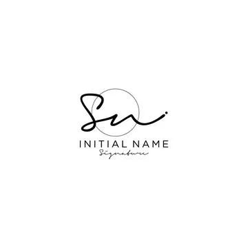 SN Initial handwriting logo design Stock Illustration