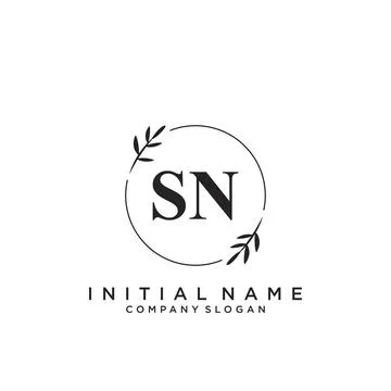 SN Initial handwriting logo design Stock Illustration
