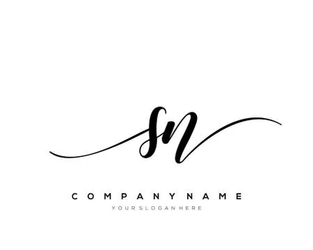 SN Initial Letter handwriting logo hand drawn template vector Stock Illustration