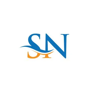 SN Logo design vector. Swoosh letter SN logo design Stock Illustration