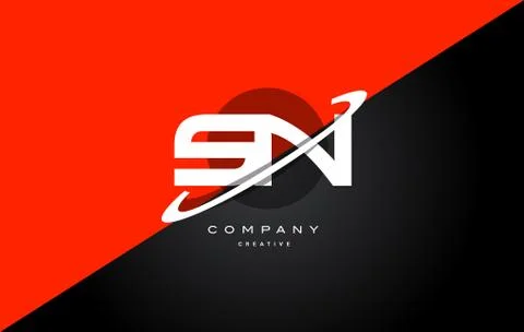 Sn s n  red black technology alphabet company letter logo icon Stock Illustration